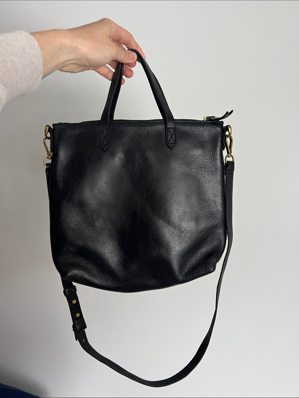 MADEWELL small mini transport black crossbody bag purse tote zip top w/ handles